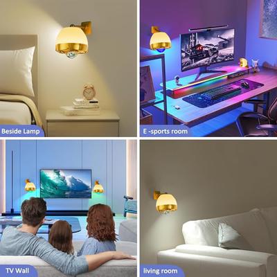 LED Wandleuchte 2600mAh Wiederaufladbare Wandleuchten Lampe Fern- und Touch-Steuerung 360° Drehung