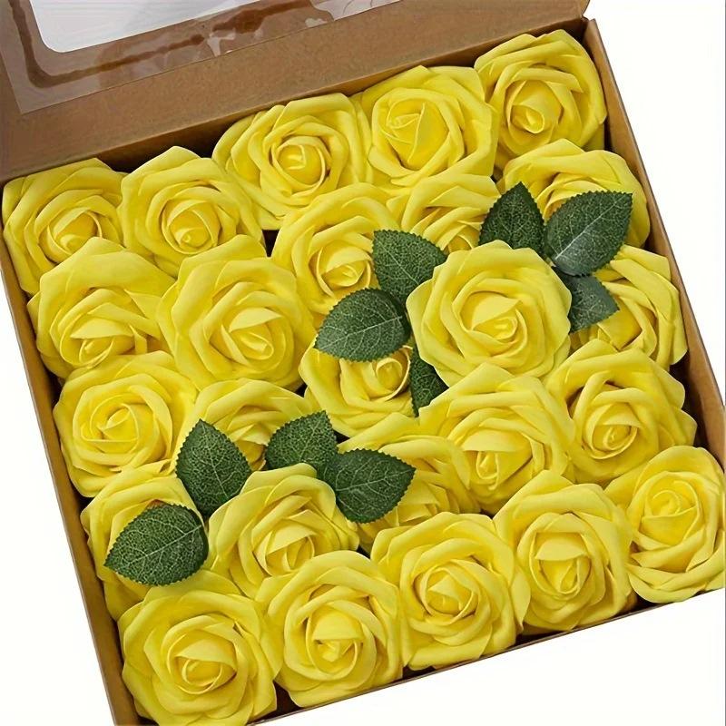 Diameter 8cm 25pcs Artificial Flowers Fake Flowers Roses For DIY Wedding Bouquets Centerpieces Arrangements Party Home Decor