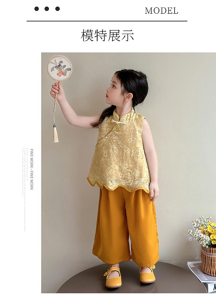 Girls' Summer Style Chinese Style Set 2026 New Hanfu Baby New Chinese Style Sleeveless Top Wide Leg Pants Summer Tang Dress