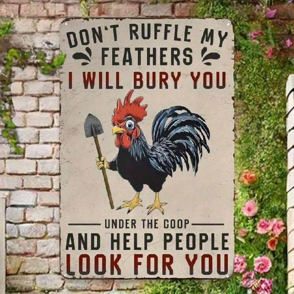 SHEIN Funny Chicken Tin Sign, Vintage Metal Wall Art for Kitchen Decor, Rustic Farmhouse Humor Sign with Saying, Country Kitchen