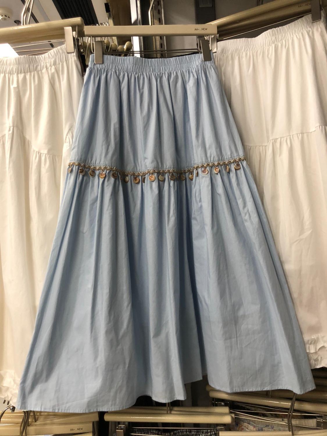 

Элегантная юбка-ракушка с бахромой на резинке, средней и длинной длины, женская юбка в этническом стиле в стиле бохо one size fits all синий