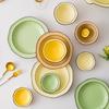 Magnolia Creek Ceramic Rice Bowl and Plate Set - Japanese Underglaze Tableware, Stylish Ins Style.