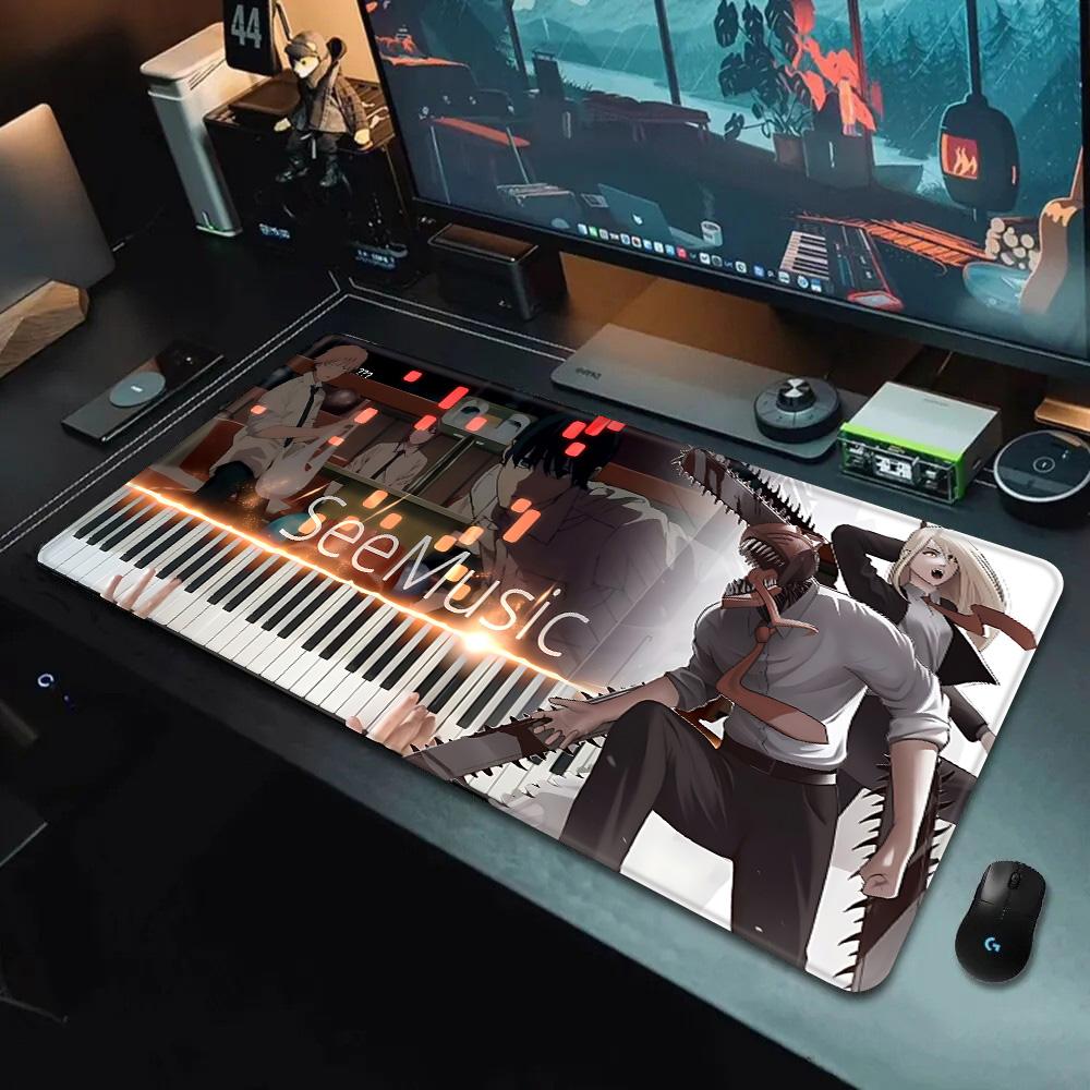Anime Chainsaw Man Mauspade HD-Druck Computer-Gamer Verriegelungskante Rutschfestes Mauspade XXLxcm Tastatur PC Schreibtischunterlage