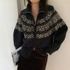 Jacquard Zipper Short Knitted Women's Cardigan Autumn and Winter New Fair Island Sweater Christmas Vintage Jacket