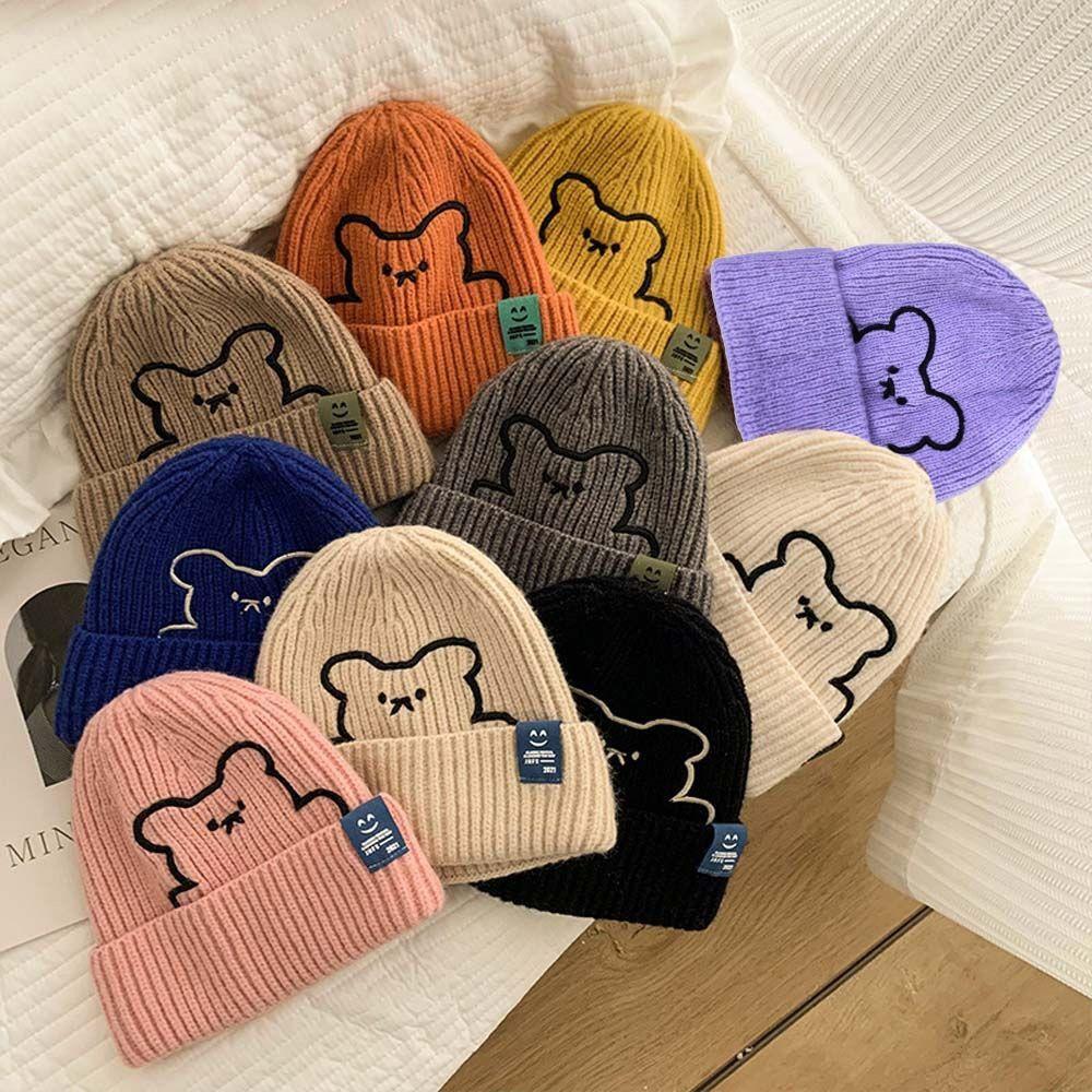 Cute Girl Stripe Skullies Autumn Winter Wool Hat Knitted Hat Women Beanies Korean Style Caps