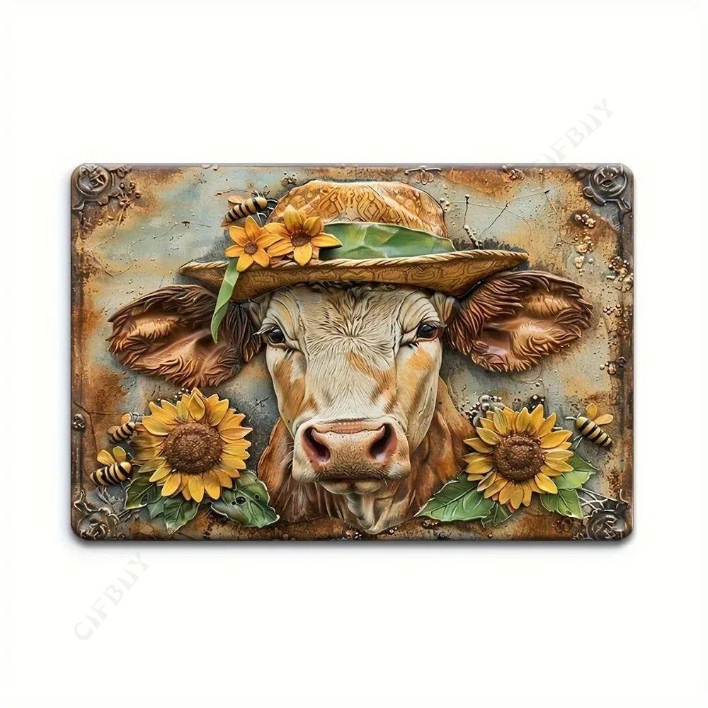 Vintage Animal Drawing Metal Tin Sign 2D Wall Art