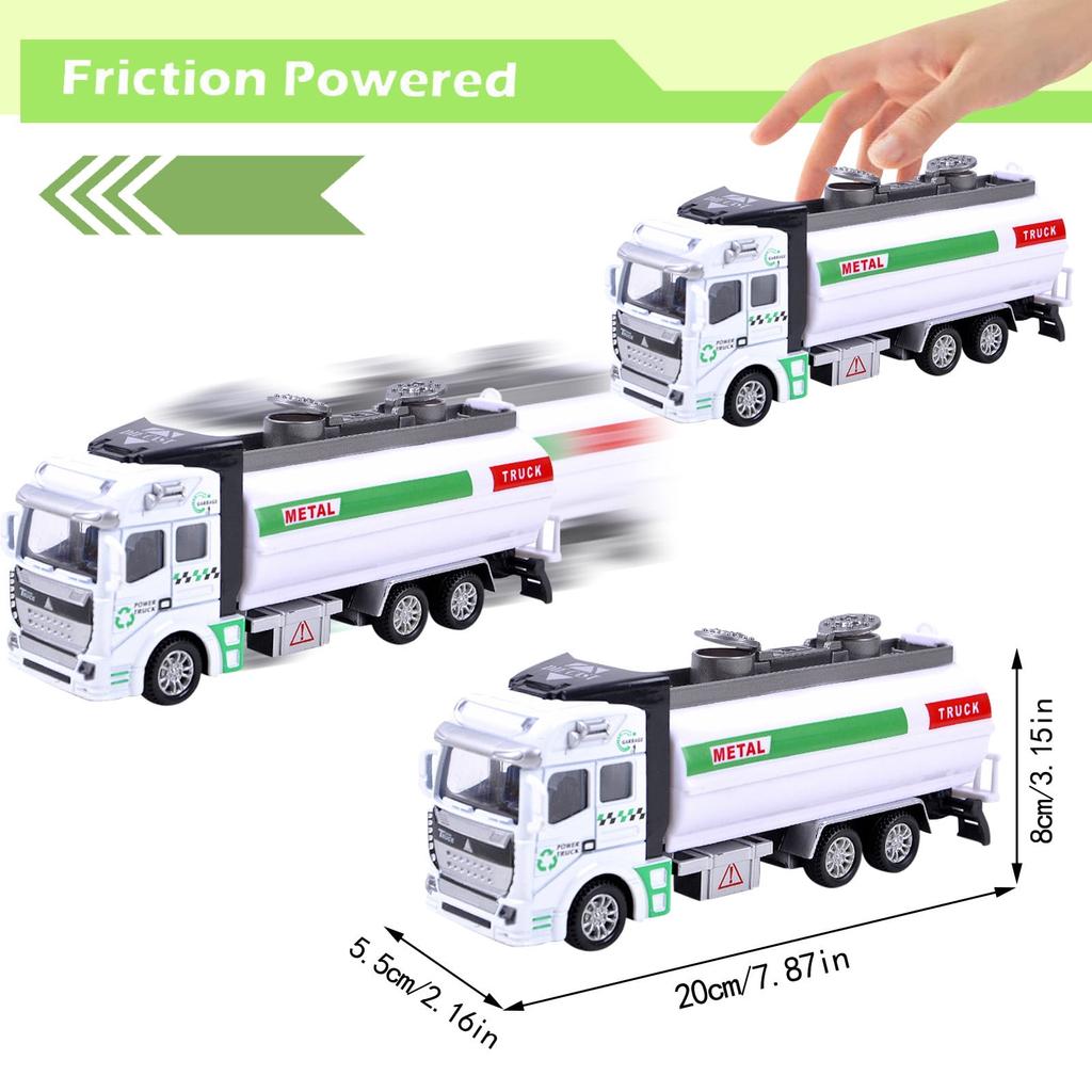 1/48 Scale Water Tanker Truck Vehicle Toy Model, Model Car, High Simulation Pull Back Function for Kids Gift Boys Girls Children