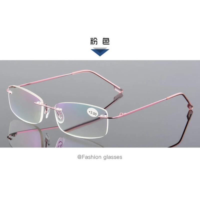 Flexible Ultralight Rimless Reading Glasses Memory Titanium Blue Light Blocking Presbyopic Eyewear Fashion