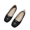 French high-end shallow single shoes, new autumn black flat-soled beanie shoes, square head ladyshoes.