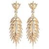 Elegant Feather Drop Earrings With Crystal Waterfall For Formal Events Women
