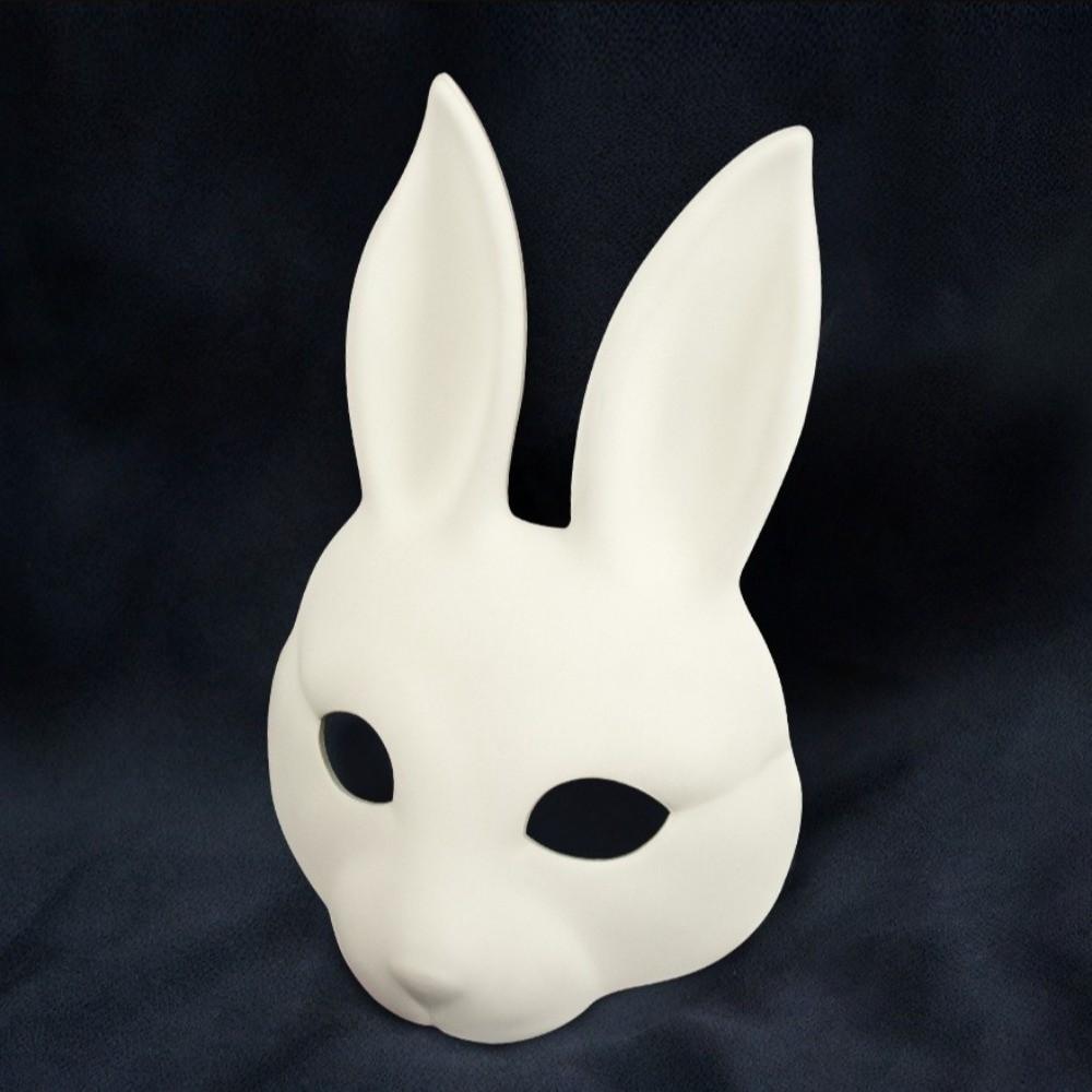 Realistic White Rabbit Mask Novelty Rabbit Face PU Leather Mask Comfortable Fit Handmade DIY Rabbit Mask Easter Celebrations