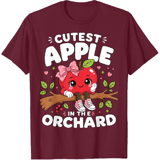 Cutest Apple in The Orchard Cute Apple Picking Season Girl T-Shirt