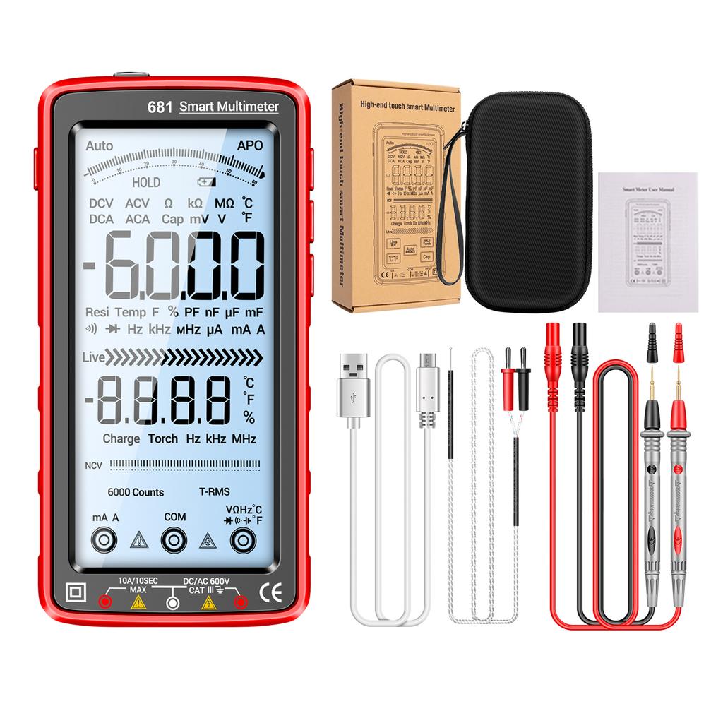 ANENG 681 6000 Counts Digital Multimeter Smart Anti-burn Rechargeable Universal Meter NCV Tester 5-inch Large LCD with Backlit