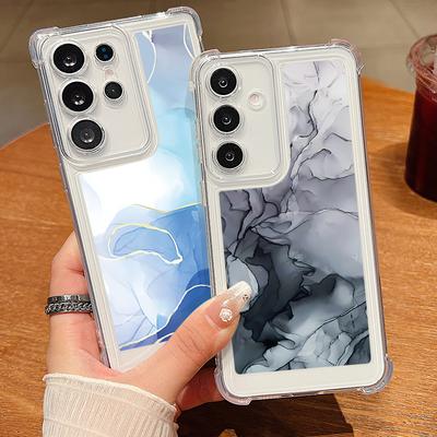 Marble Pattern Clear Silicone Cover For Samsung S25 Ultra S24 FE S23 S22 A56 A36 A16 A55 A35 Soft Shockproof Lens Protection Slim Phone Case