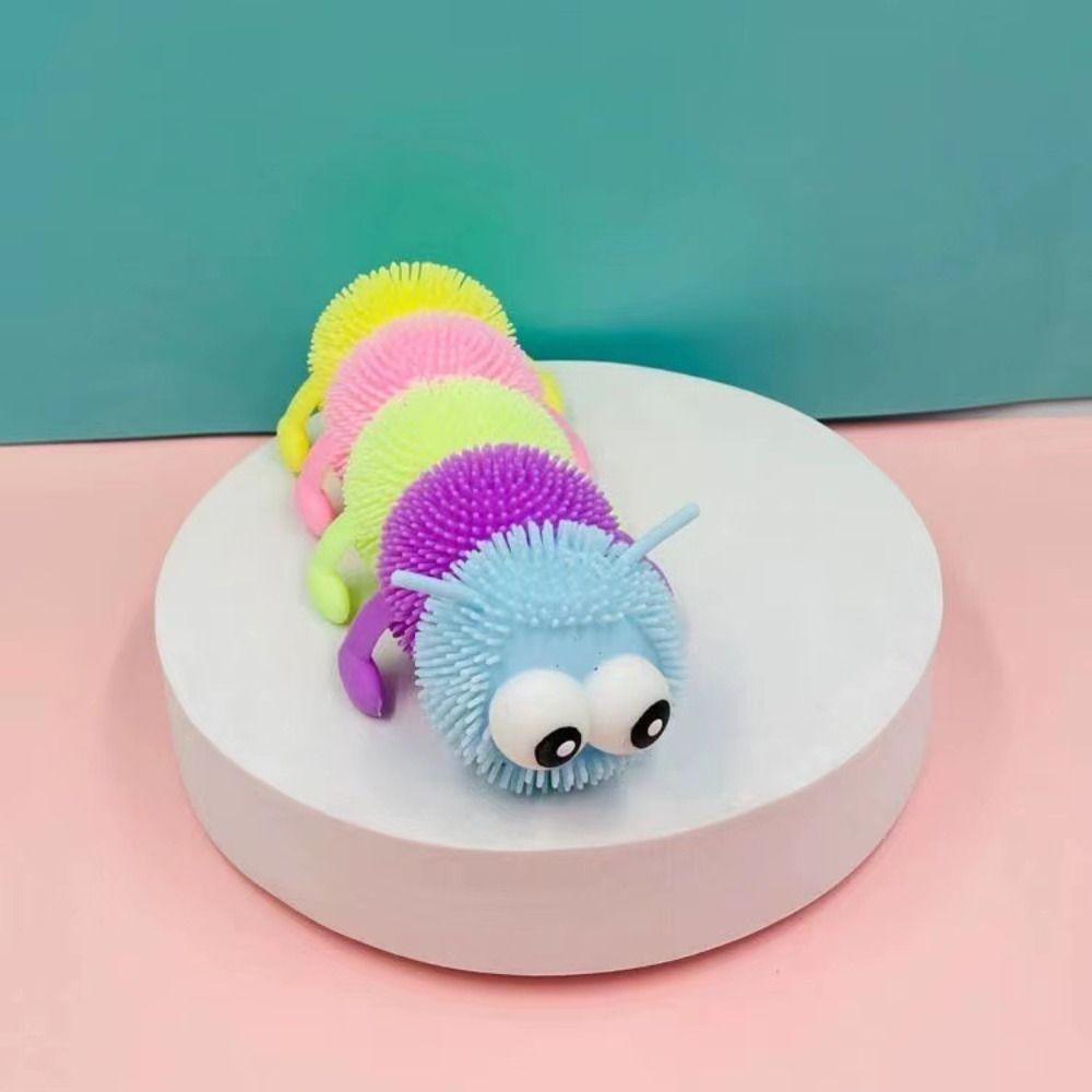 Interactive Gift Antistress Soft Squish Luminous Caterpillar Toy Fidget Squeeze Decompression Toy