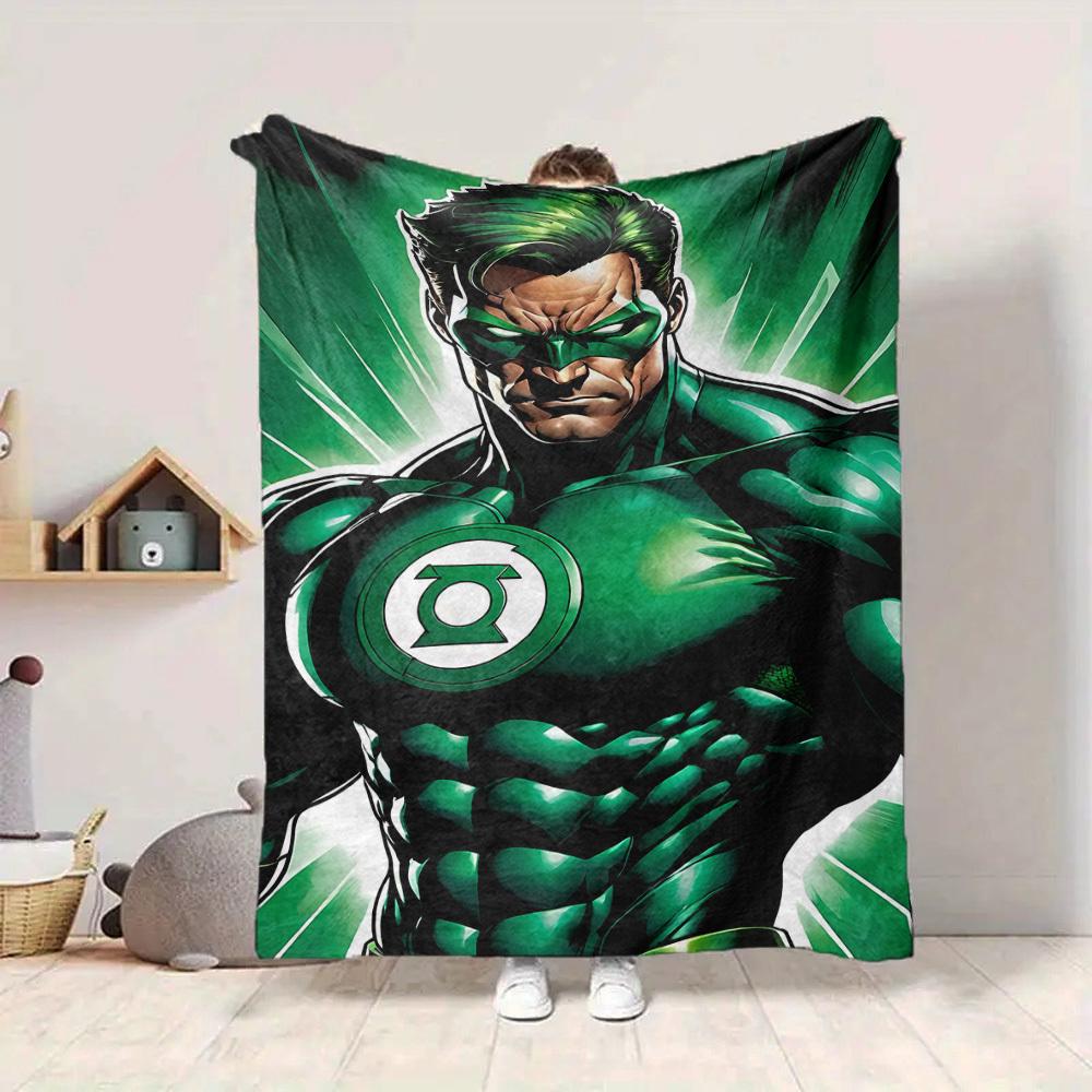1pc Green Lantern Blanket Polyester Fiber, All Season Comfort for Sofa, Bed, Office, Car, Camping Ideal Home Decor & Gift, Office Comfort