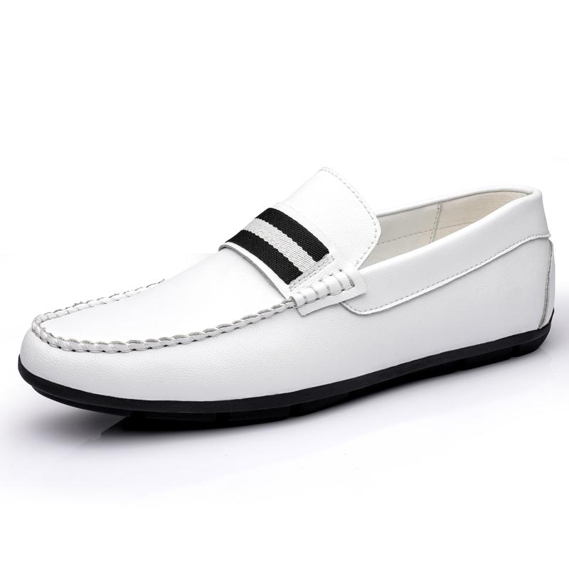 Man Shoes Leather White Shoes Men Summer Men'S Loafers Moccasin Fashion Loafer Flats Luxury Big Size 37-46 Male Casual Footwear