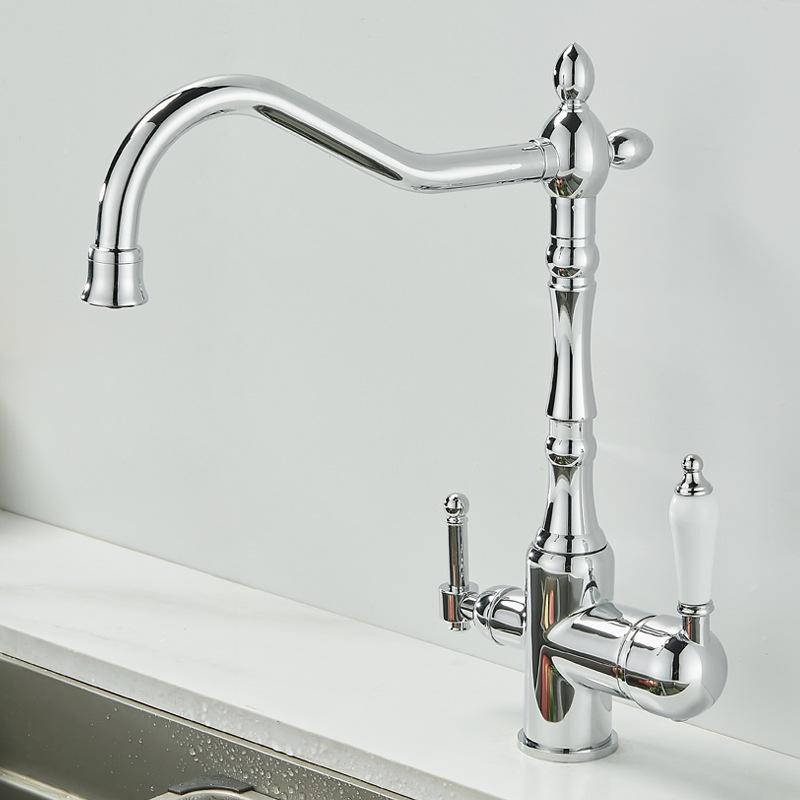 3 in 1 Kitchen Filter Faucet Pure Water 360 Rotation Kitchen sink Crane Dual Handle Dual Water Functions Mode Filter Mixer Taps