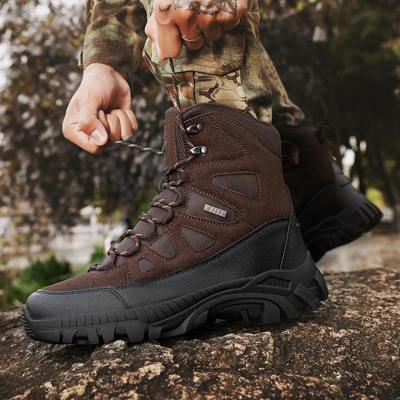 2025 Tactical Mid-Top Black Combat Boots: Kick-Proof, Bump-Proof, Outdoor Hiking Boots for Men