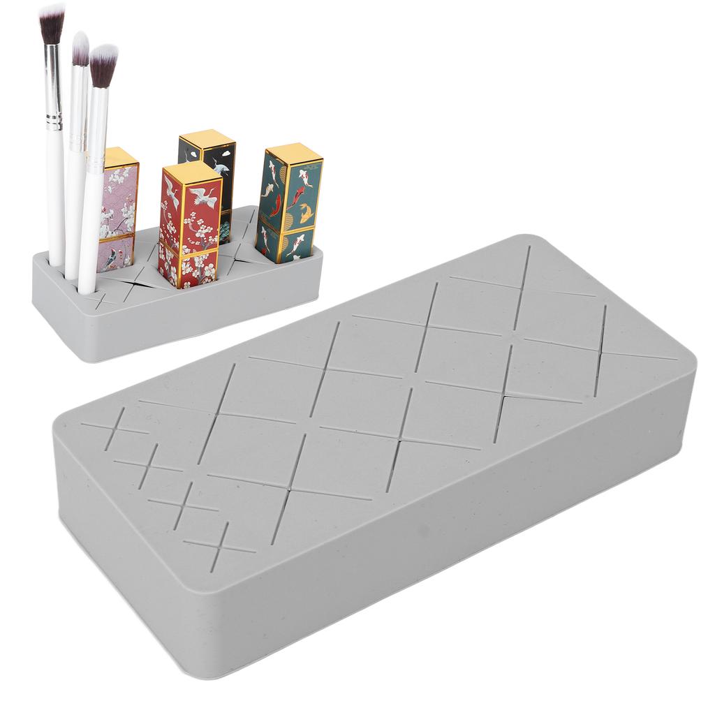 12 Slot Lipstick Holder Silicone Makeup Cosmetic Display Stand for Nail Polish Eyebrow Pencil