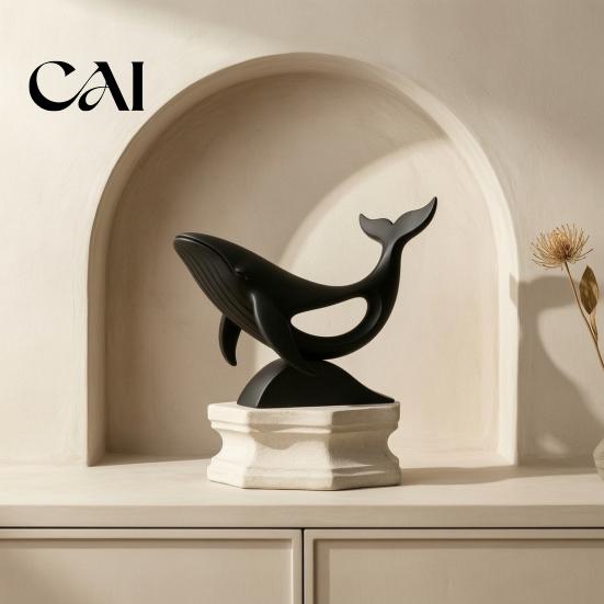 Modern Interior Decor Minimalist Hollow Whale Figurine, 3D Printed Matte Animal Sculpture for Artistic Desktop Decoration Home Office Desk Decor,