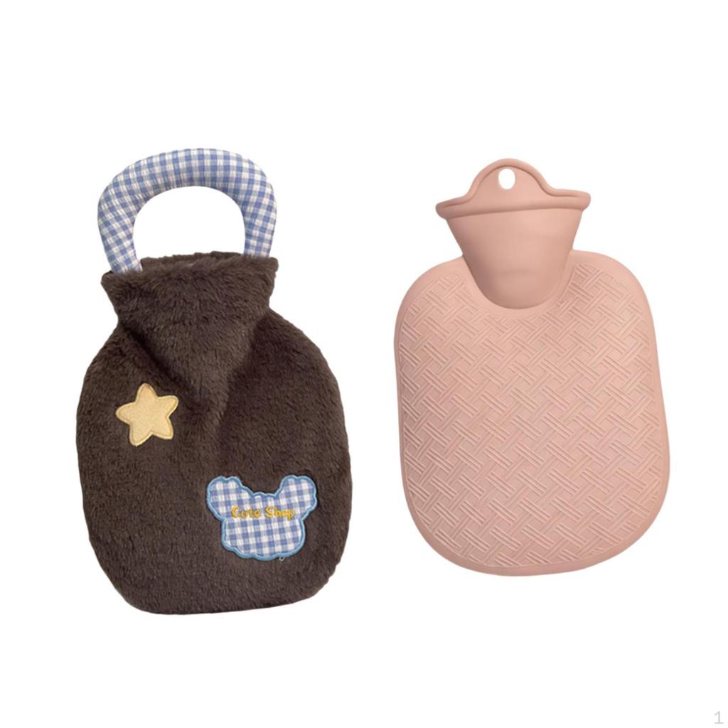 Water Bottle Hand Warmer Convenient Cartoon Portable Bag with Plush Cover for Bedroom