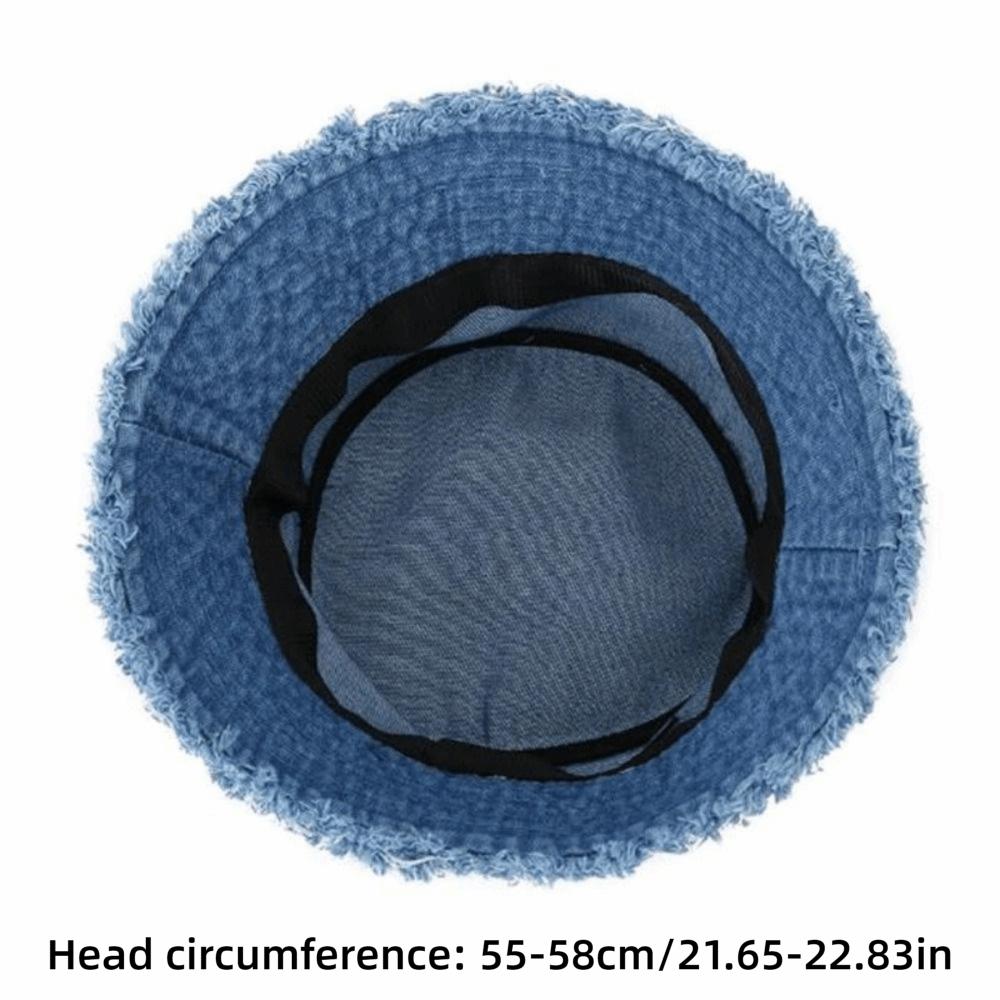 Denim Bucket Hat Cotton Reversible Fisherman Hat Fashion Fishing Sun Hat