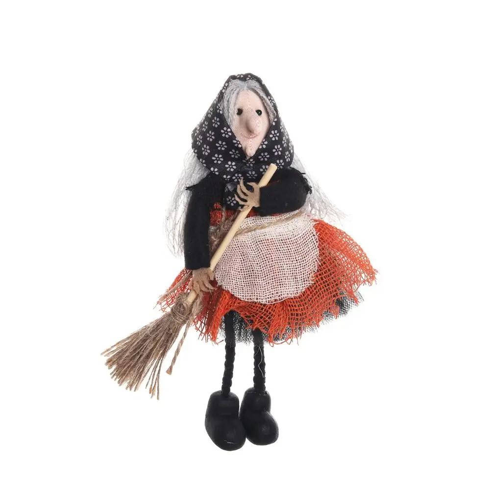 Creative Scary Halloween Apron Witch Doll Funny Cute Broom Witch Decoration Handicraft Halloween Witch Pendant Cosplay Party