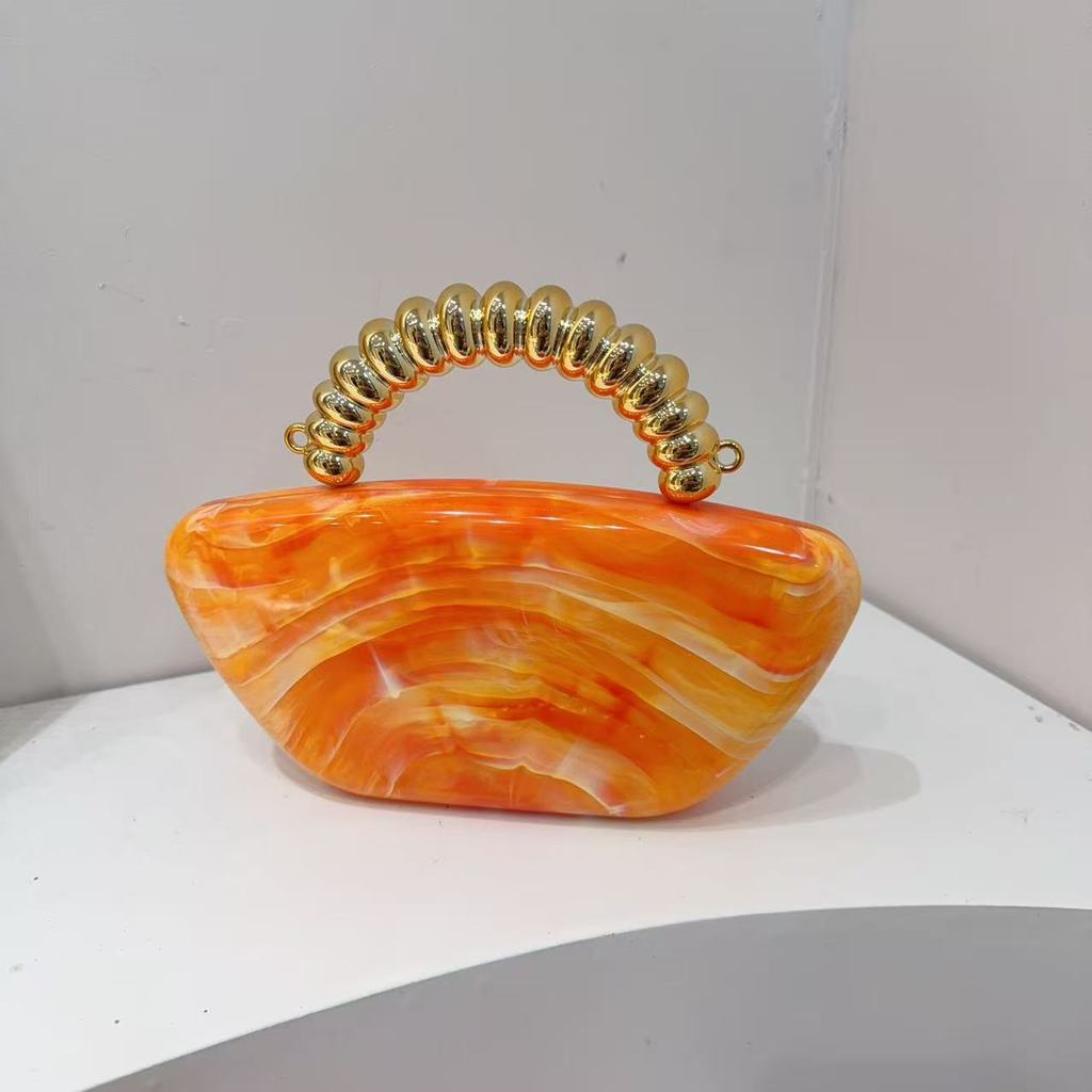 Acrylic Marble Pattern Evening Bag With Magnetic Closure For Elegant Party And Dinner Events