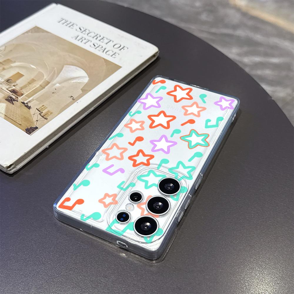 Colorful Music Notes and Stars Case for Samsung Galaxy S26 S25 S24 S23 S22 S21 S20 FE Plus Soft TPU Slim Fit Shockproof Cover