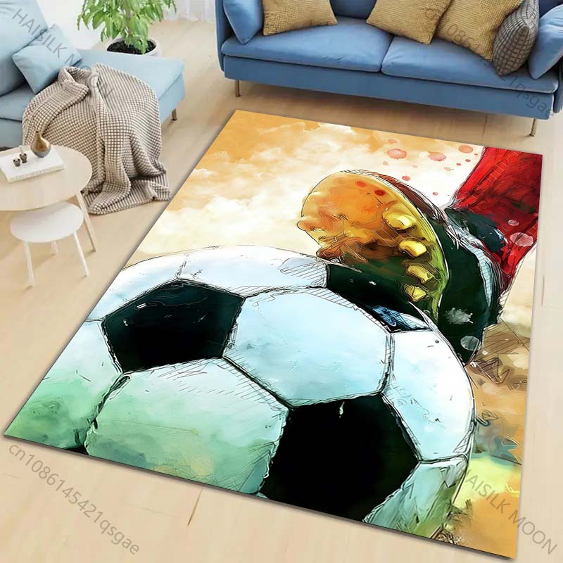 Soccer and Cleats Illustration Carpet for Living Room Bedroom Sofa Home Decor Rus Non-slip Floor Mat Luxury Gift Multiple Sizes