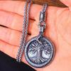 Literary Retro Ethnic Wind Snake Entanglement Viking Tree of Life Round Pendant European Popular Street Men's Sweater Chain 2026