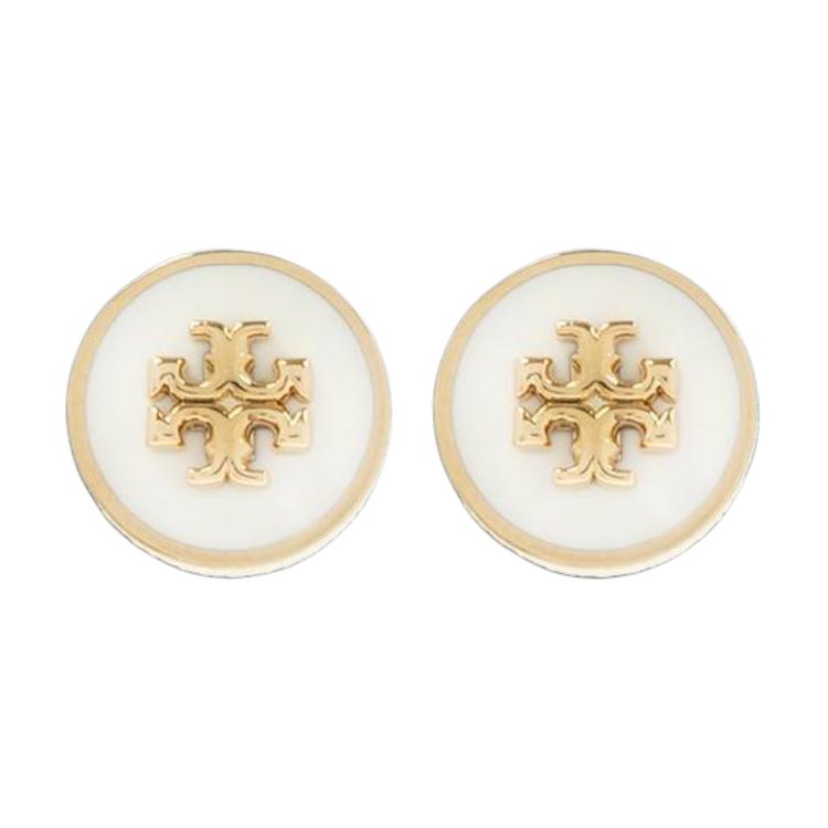Tory Burch Round Design Brass Stud Earrings Men earrings Gold 905470700 F,Gold