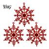 Holiday Home Decor Hanging Snowflakes 3Pcs Christmas Tree Ornaments, 10cm Glitter Plastic Snowflake Large Ornaments Decorations for Winter Wonderland
