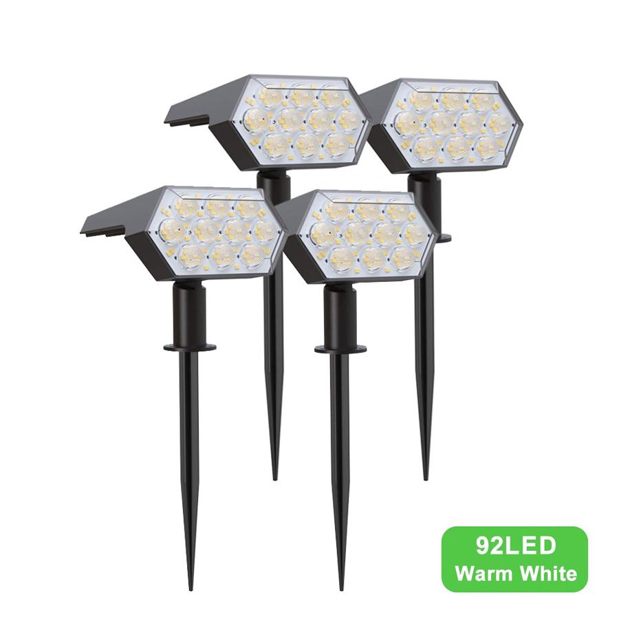 2/4PCS 92LED Solar Spot Lights IP65 Waterproof Adjustable Warm White Landscape Lamp Outdoor Garden Decor Lighting for Yard Patio