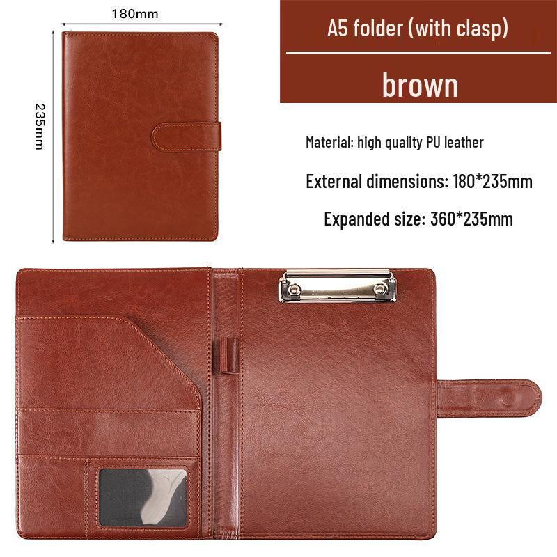 Grenzüberschreitender Business Manager Ordner mit Ledereinband und Klemme