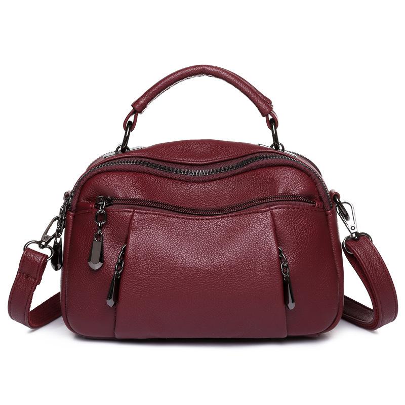 New Retro Washed Leather Bag for Middle Aged Women's Mom's Bag, One Shoulder Handheld Crossbody Women's Bag