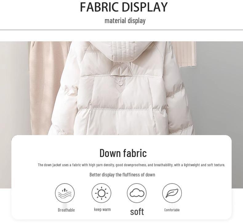 Women's 2025 Slimming Mid-Length Hooded Winter Down Jacket - White Duck Down, Thick, Fashionable, Petite Fit