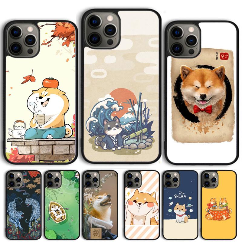 Japanese Style Tiger Cat Shiba Inu Phone Case For iPhone 17 Air 15 16e Cover 11 13 14 Pro Max 12 Plus Max Fundas