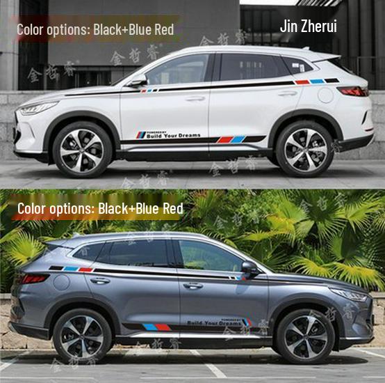 Samolepky na auto BYD Qin PLUS/Song PRO/Han Tang: Barevné pruhy na pas pro ozdobu těla