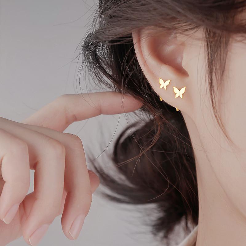 

Butterfly Earrings, Women S Ear Hooks, Korean Temperament, High-End Sense, Round Face, Small Stud Earrings, Simple Earrings