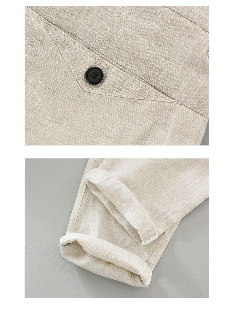 1333 Summer Breathable Japanese-Style Men’s Pure Linen Tapered Pants, Casual Nine-Point Trousers