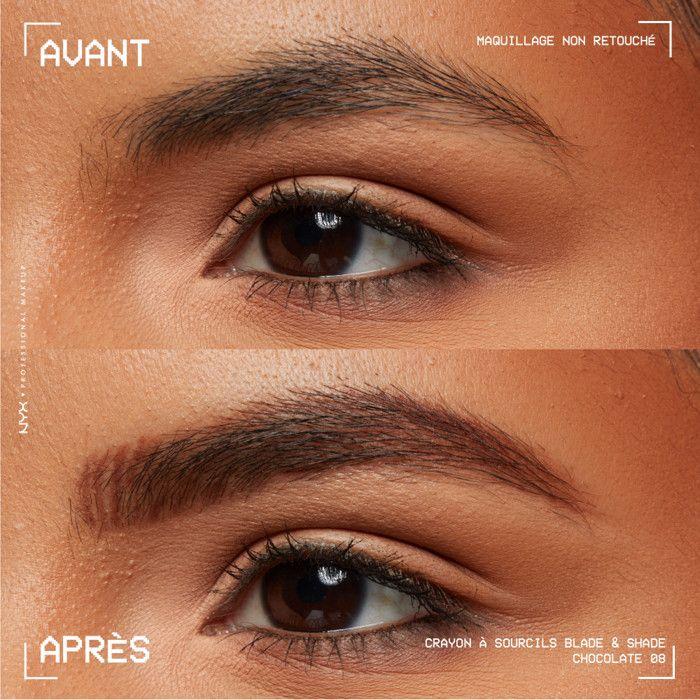 NYX Professional Makeup Blade &; Shade, Double-ended Eyebrow Pencil, Up To 16 Hours of Wear, Chocolate