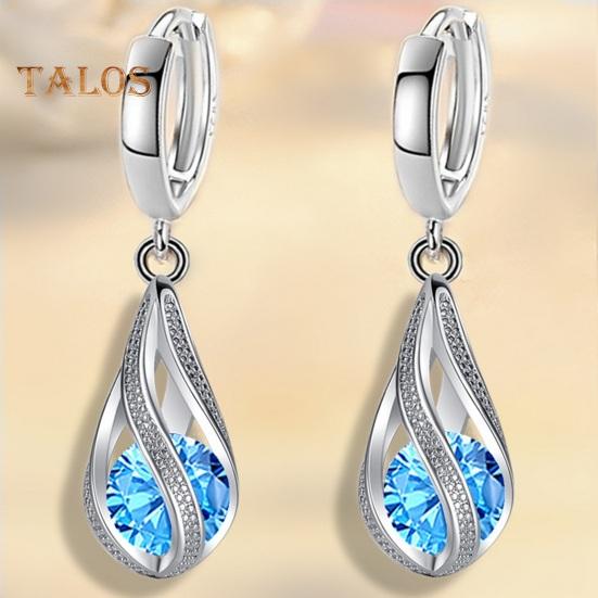 1 Pair Drop Dangle Earrings for Women Elegant Rotating Rhinestone Drop Dangle Hoops Sparkly Evening Dressy Earrings Bridal Jewelry Gift