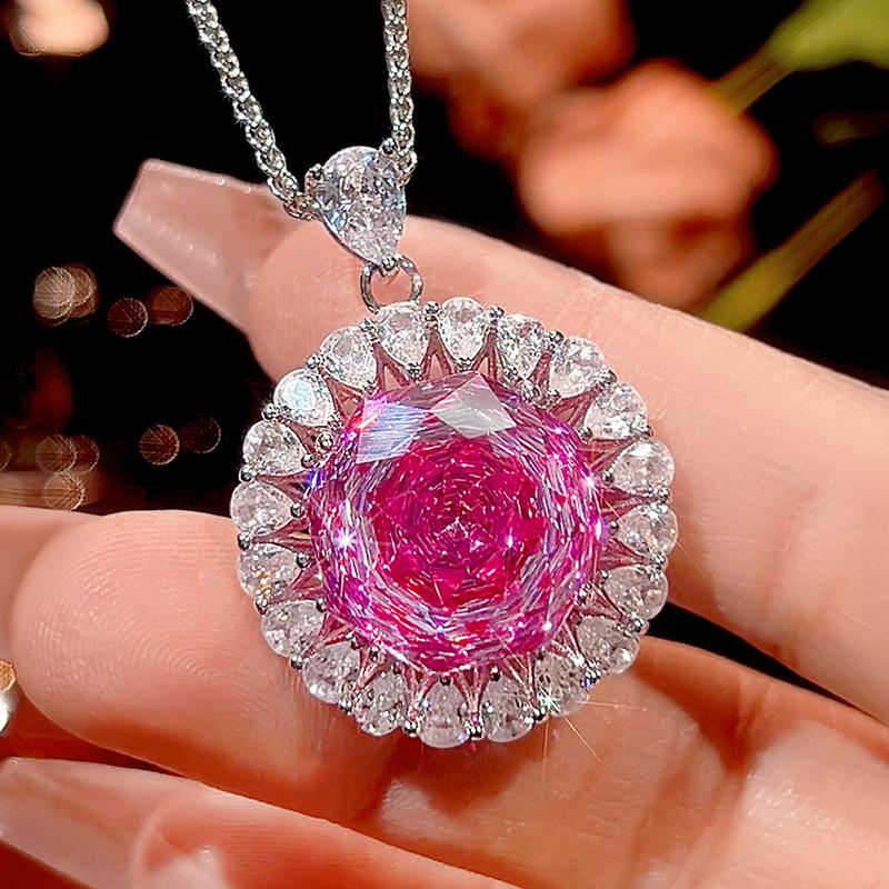 Autumn and winter new Huabi jewelry copper bottom gold-plated simulation rose red high-end jewelry set main stone 16-10m
