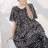 1011 new short-sleeved cotton and silk nightdress women's summer round neck can be worn outside medium and long loose high-end home skirt