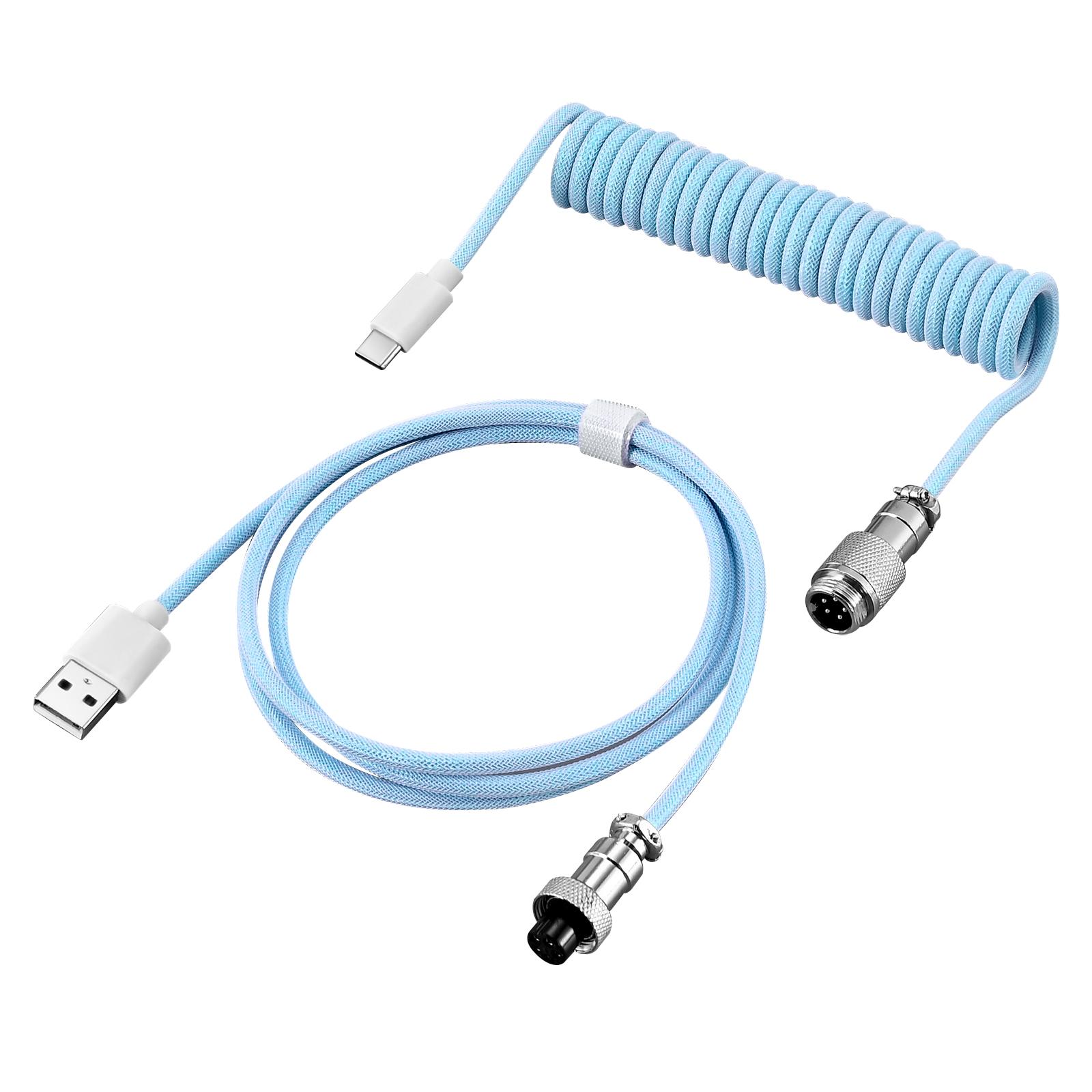 

Механическая клавиатура Type-C Спиральный кабель Провод USB-порт Type-C Спиральный кабель Aviator Аксессуары для настольных компьютеров Игровая клавиатура синий