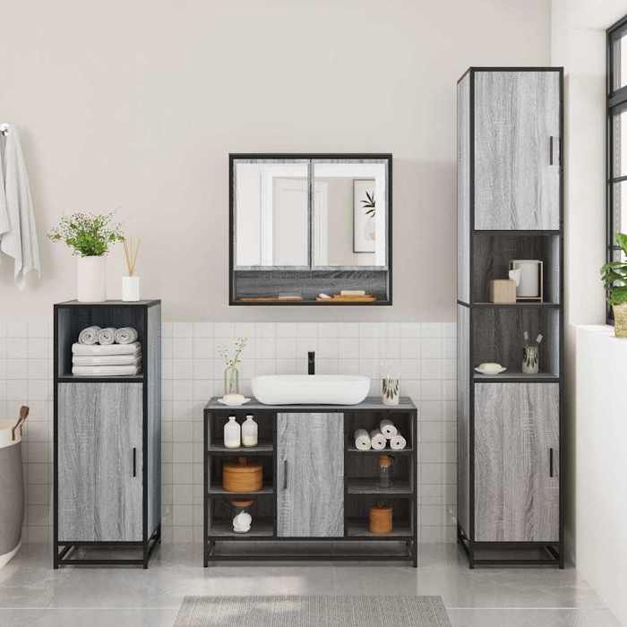 VidaXL Ensemble De Meubles De Salle De Bain 2 Pcs Sonoma Grey, Bathroom Cabinet, Bathroom Cupboard, Furniture of 3300943