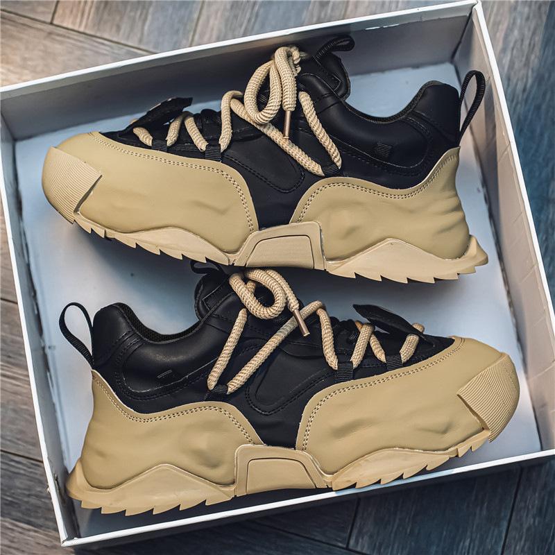 New Men's Niche Design Low Top Thick Soled Casual Shoes Comfortable Versatile Non Slip Trend Chunky Sneakers 2025