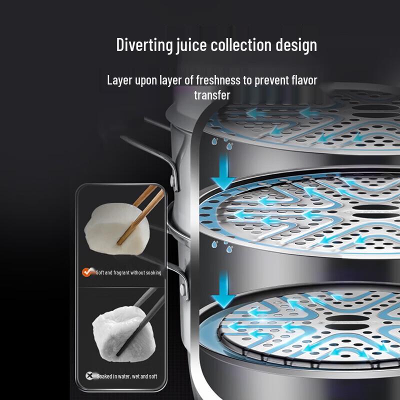 SUPOR 28cm 3-Layer Stainless Steel Steamer Pot